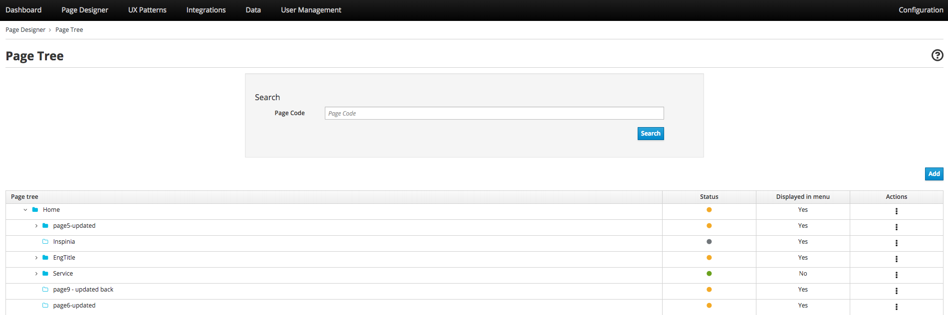 custom page tree
