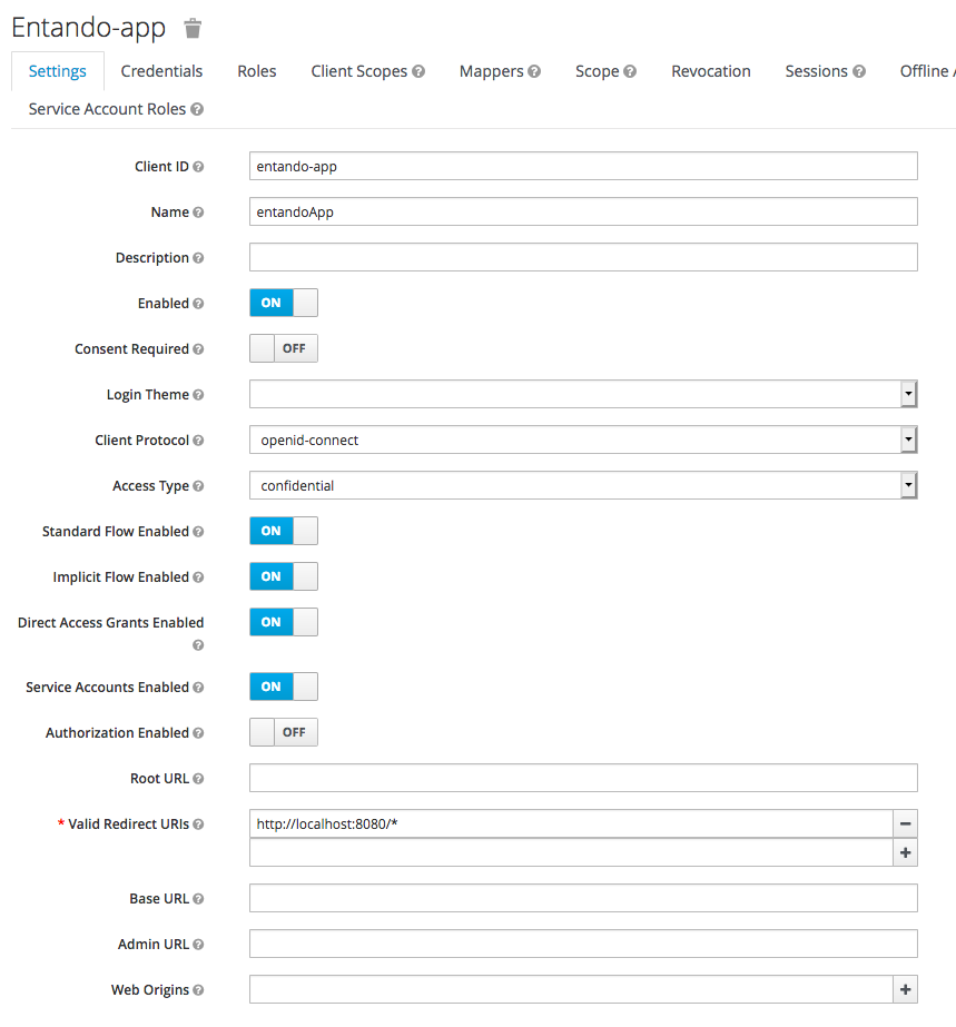 pwa keycloak 7 entando app client detail